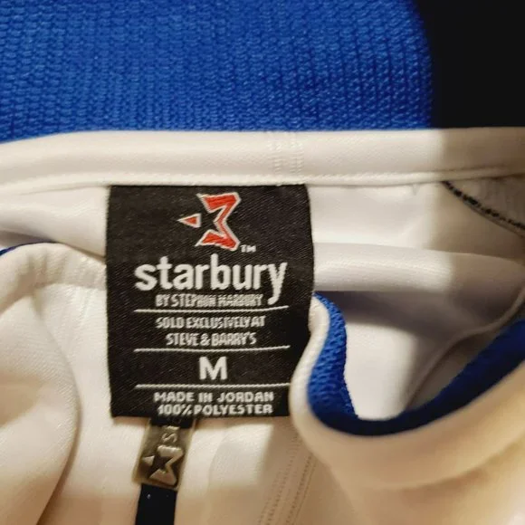 Starbury Men's Medium Basketball/Workout/Streetwear/Active Jacket White/Blue Med - Picture 3 of 8